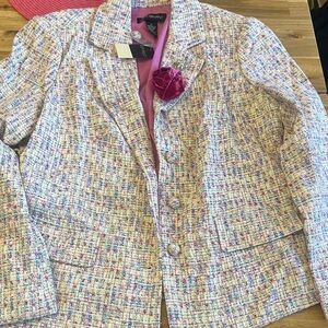 Lane Bryant spring Pink and White Tweed Blazer- NWT size 16